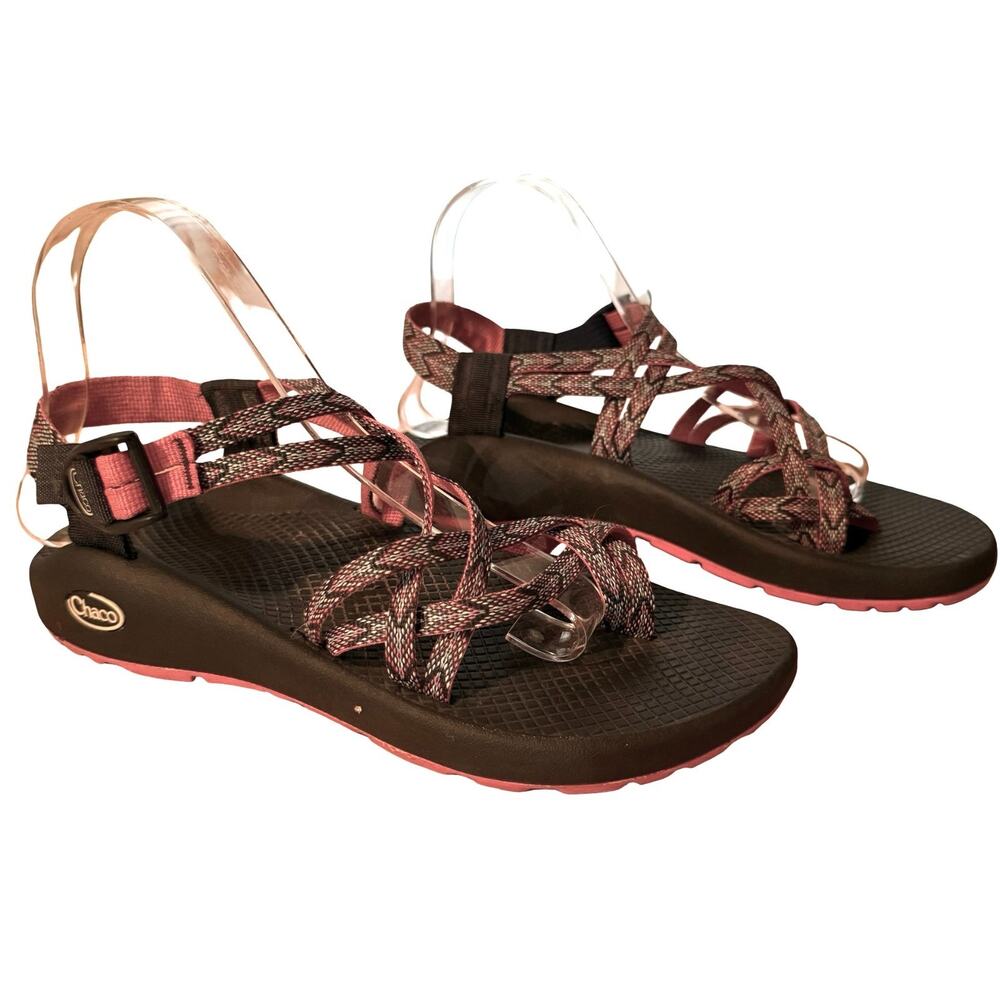 Chaco ZX3 Classic Sandals Coral Navy Toe Ring Hiking Camping Trail Shoes sz 9